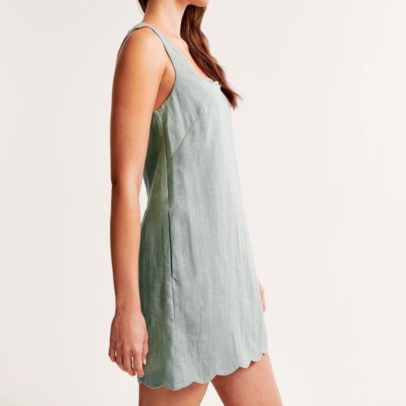 Abercrombie Premium Linen Scalloped Mini Dress - Picture 7 of 7